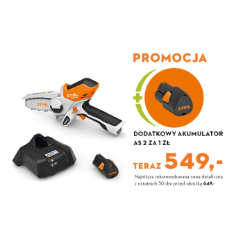 Akumulatorowa przecinarka do drewna STIHL GTA 26, akumulator AS2 i ładowarka AL1